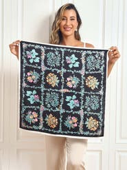 SILKSILKY Pure Silk Floral Pattern Square Scarf