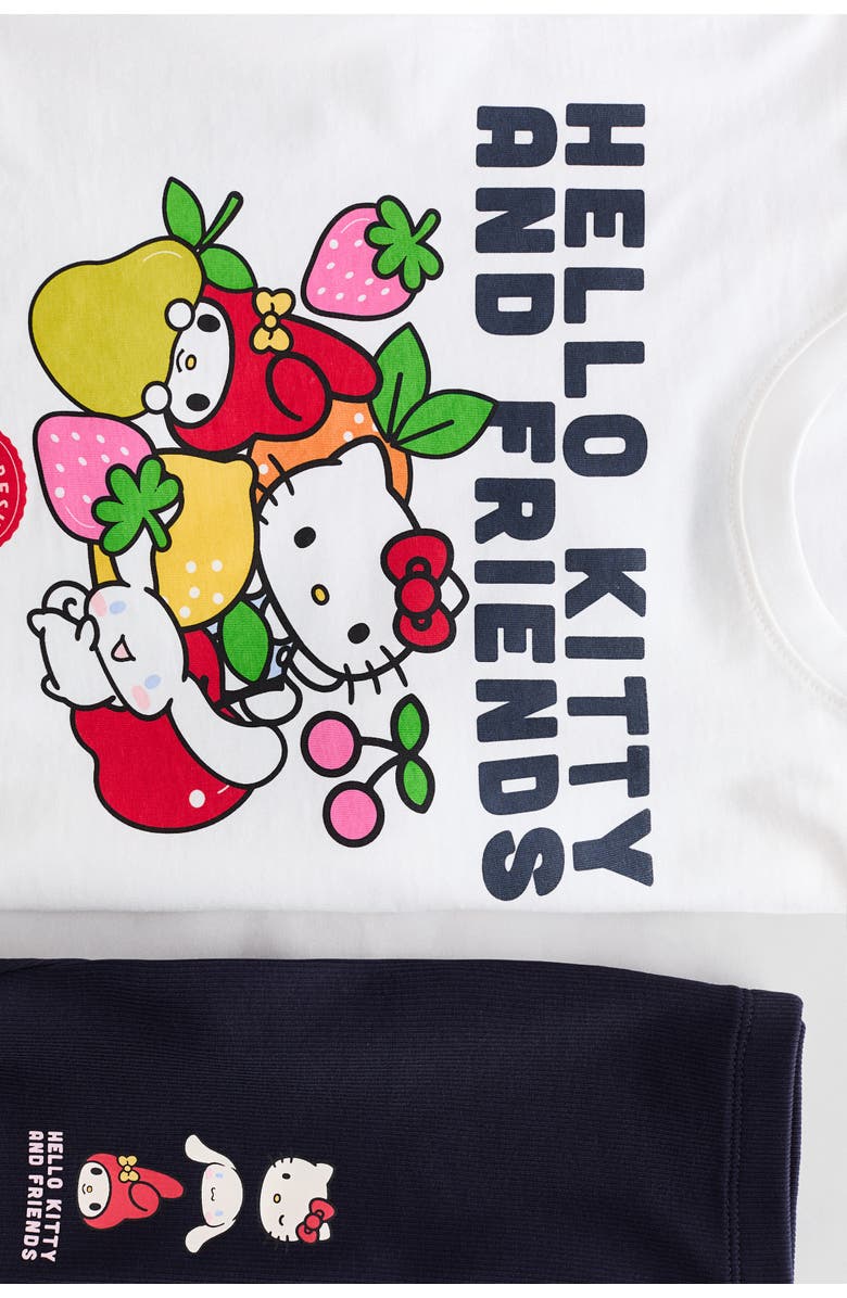 H&M 2-piece printed cotton set, Alternate, color, White/Hello Kitty