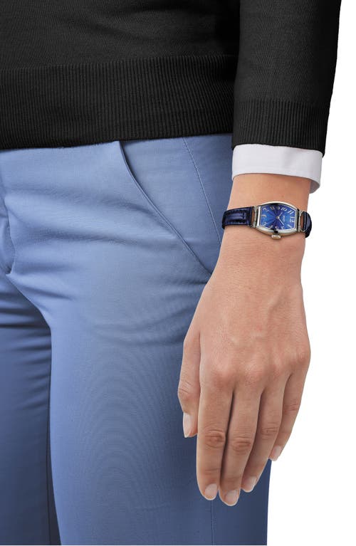 Tissot Women's Swiss Heritage Porto Blue Leather Strap Watch 22x30mm In Blue