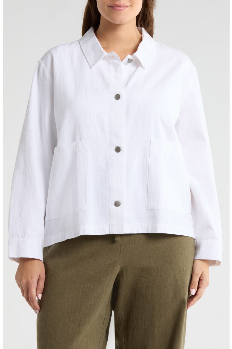 Classic Collar Organic Cotton & Organic Linen Jacket, Alternate, color, WHITE
