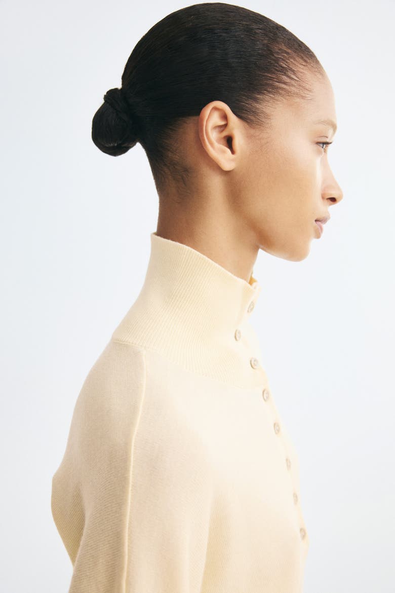 Fine-Knit Mock Turtleneck Sweater, Alternate, color, Light yellow