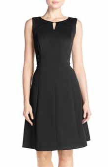 Ellen Tracy Keyhole Front Scuba Fit & Flare Dress