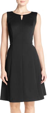 Ellen Tracy Keyhole Front Scuba Fit & Flare Dress