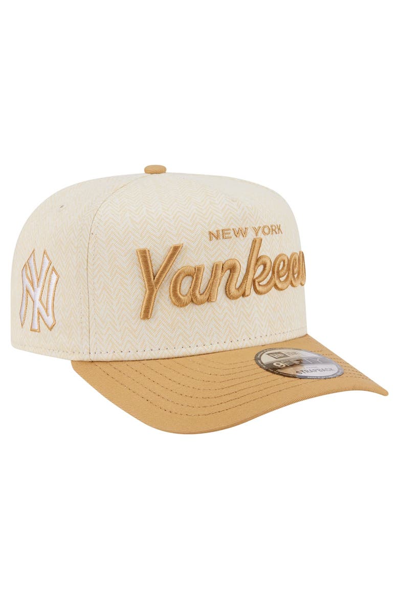 Men's New Era  Cream New York Yankees Herringbone 9FIFTY A-Frame Snapback Hat, Main, color, Cream