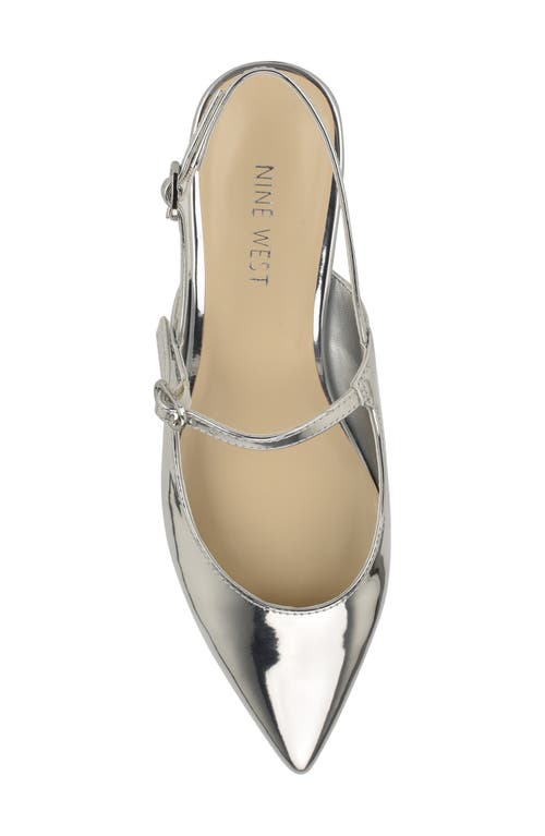 Shop Nine West Daved Pointed Toe Slingback Flat In Silver