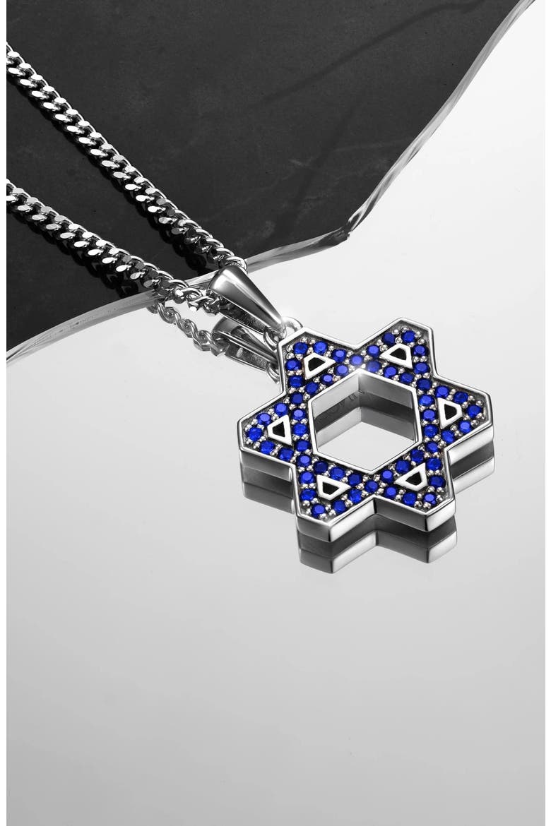Men's Star of David Pendant Necklace, Alternate, color, BLUE SPINEL
