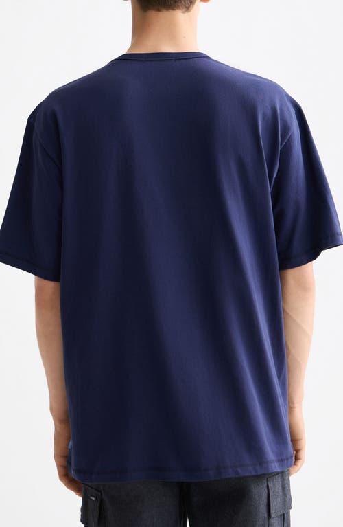 Scotch & Soda Loose Fit Leaf Embroidered Cotton T-shirt In Blue