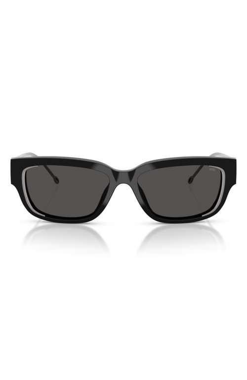 Diesel ® Geck-d 56mm Rectangular Sunglasses In Shiny Black/dark Grey