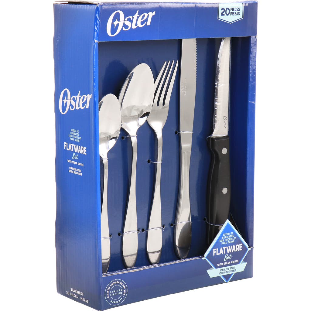 Oster Silvermist 20 Piece Stainless Steel Flatware Set With Steak Knives