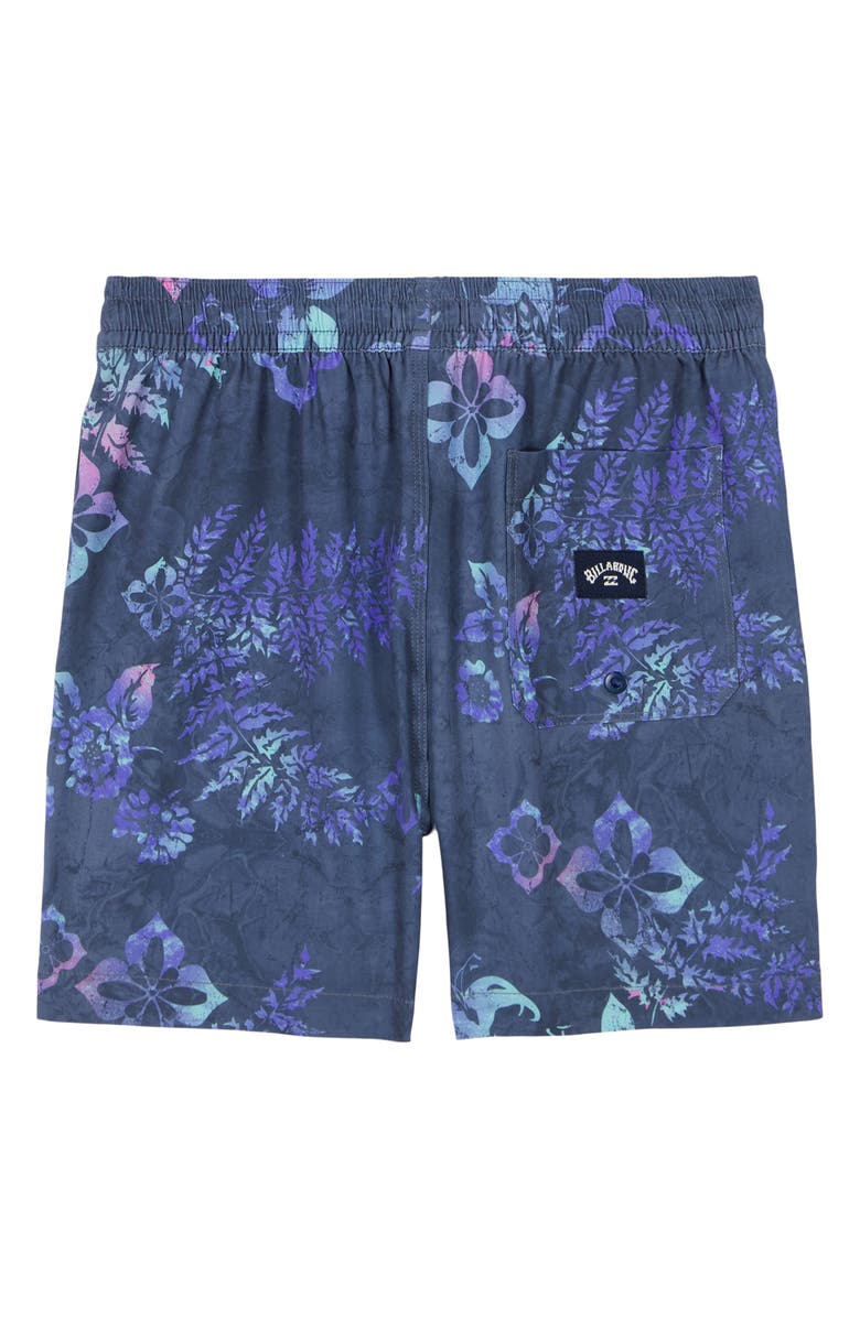 Billabong Kids' Good Times Floral Water Repellent Layback Swim Trunks, Alternate, color, Blue Fog