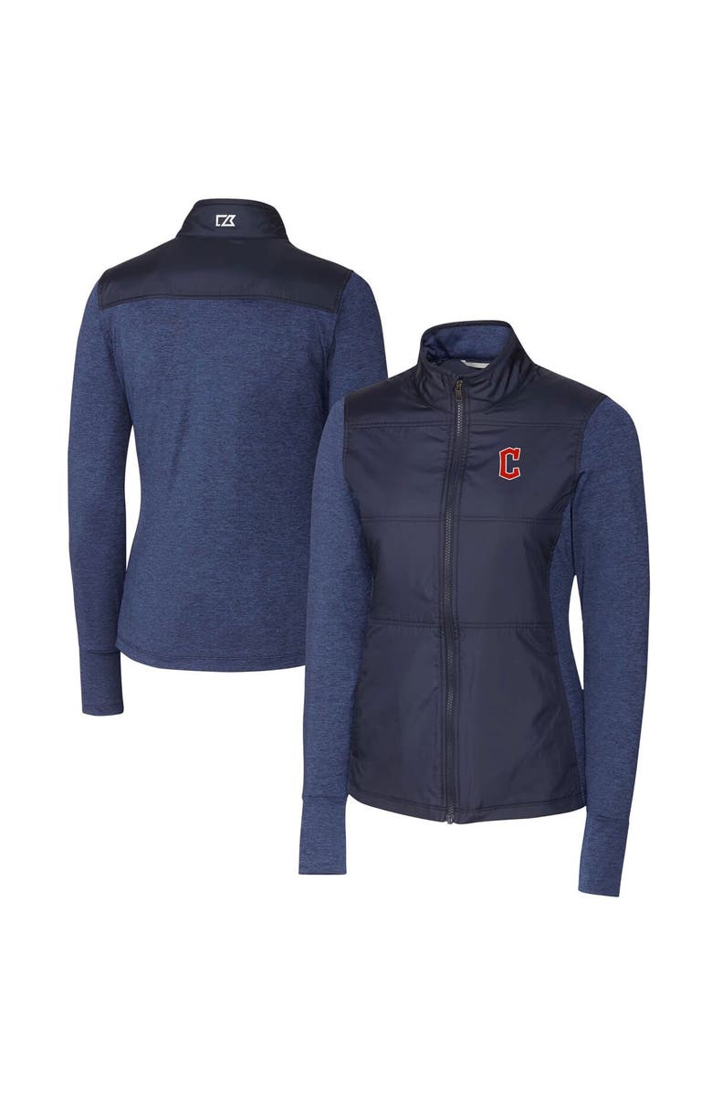 Cutter & Buck Women's Cutter & Buck  Navy Cleveland Guardians DryTec Stealth Hybrid Quilted Full-Zip Windbreaker Jacket, Alternate, color, 
