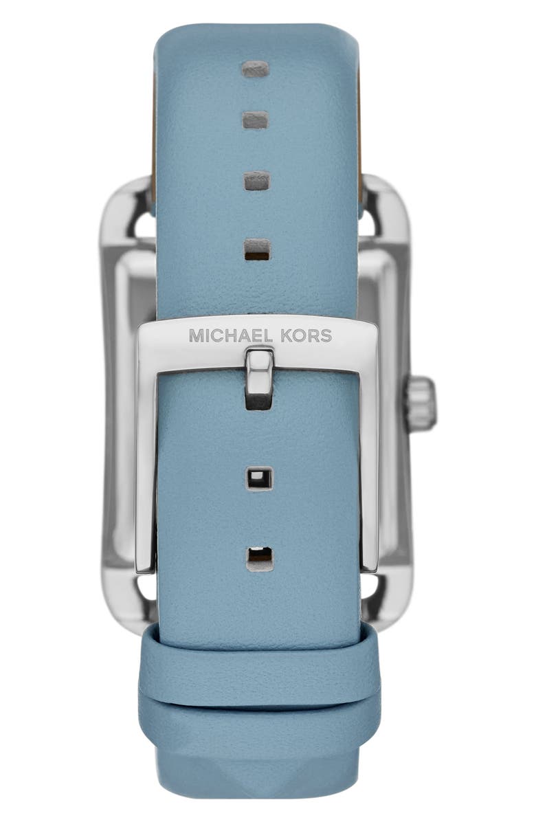 Michael Kors Monroe Leather Strap Watch, 27mm, Alternate, color, Silver