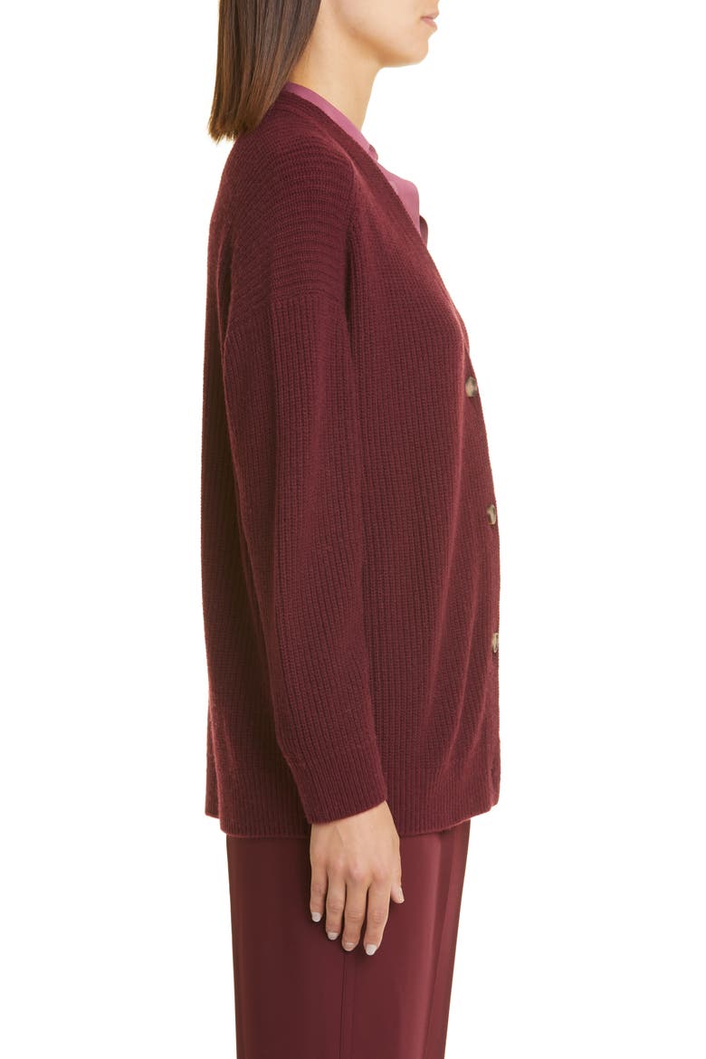 Oversize Wool & Cashmere Cardigan, Alternate, color, PLUM WINE