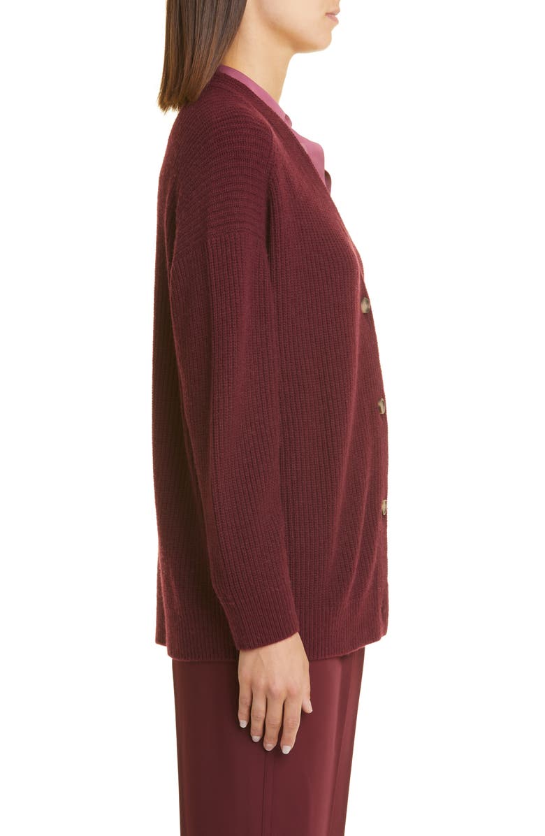Vince Oversize Wool & Cashmere Cardigan, Alternate, color, Plum Wine