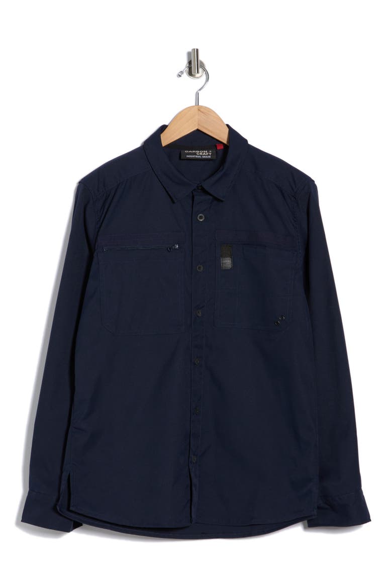 Water Resistant Technical Button-Up Shirt, Alternate, color, NAVY