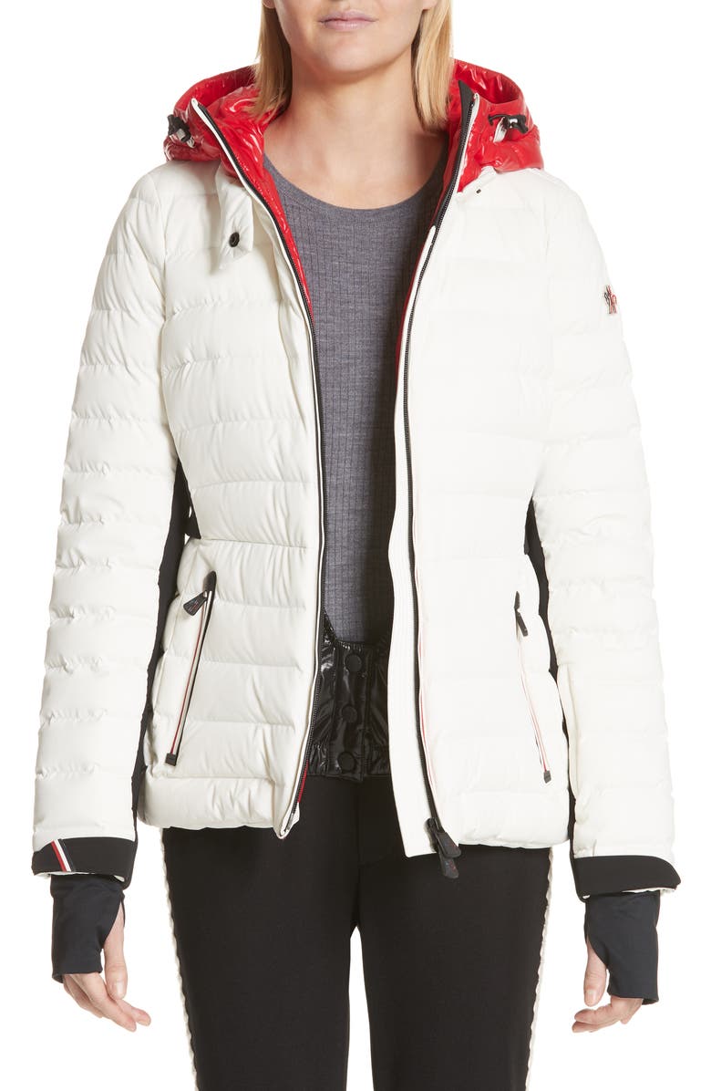 Moncler Bruche French Flag Down Hooded Puffer Coat, Main, color, 