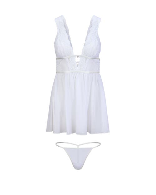 Shop Adore Me Adalee Babydoll & G-string Set Lingerie In White