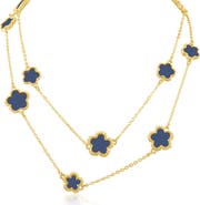 JARDIN Enamel Clover Station Long Necklace