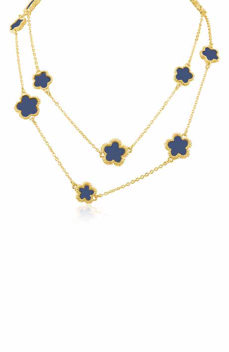 JARDIN Enamel Clover Station Long Necklace