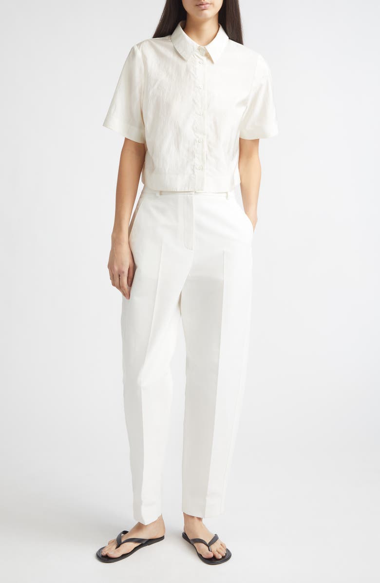 PARTOW Tilden Crop Short Sleeve Button-Up Shirt, Alternate, color, Ivory