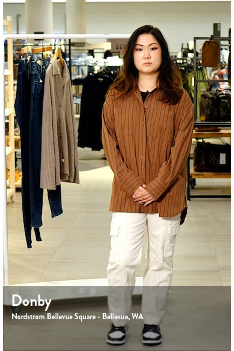 Rena Oversize Stripe Stretch Cotton Button-Up Shirt video