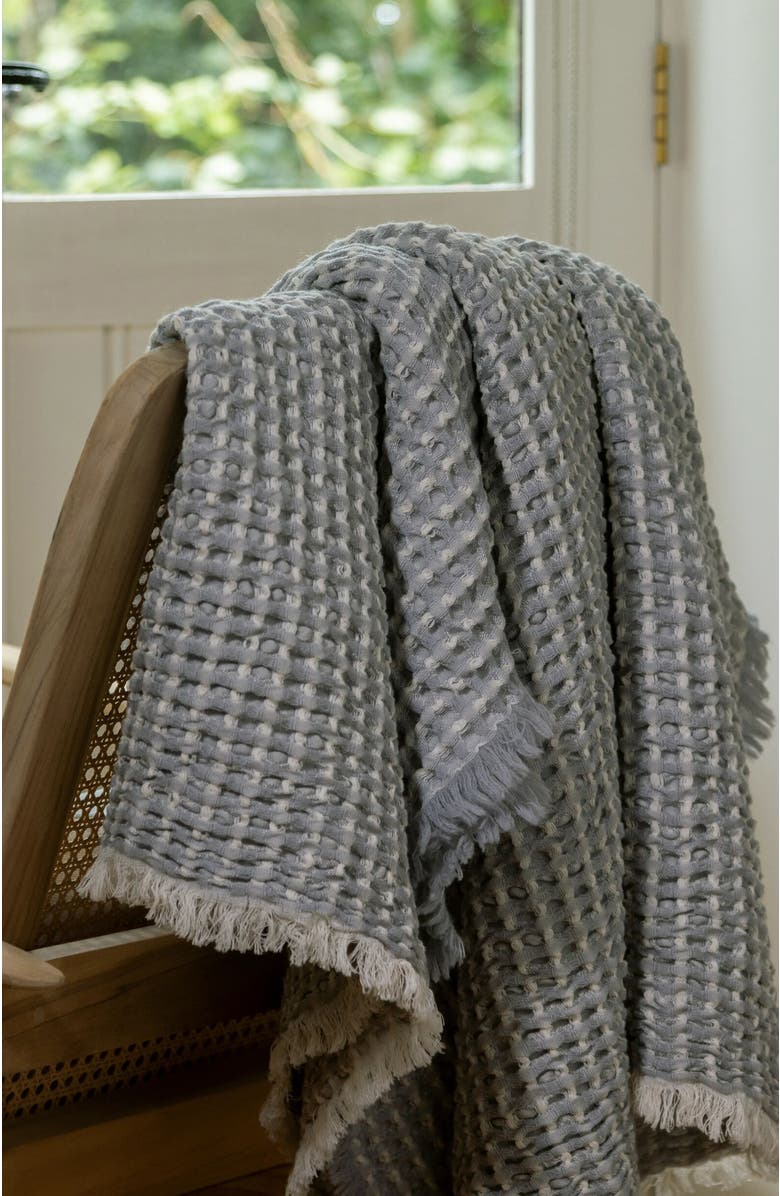CHRISTY Lisbon Wool Cotton Blend Chunky Knit Blanket, Alternate, color, Grey