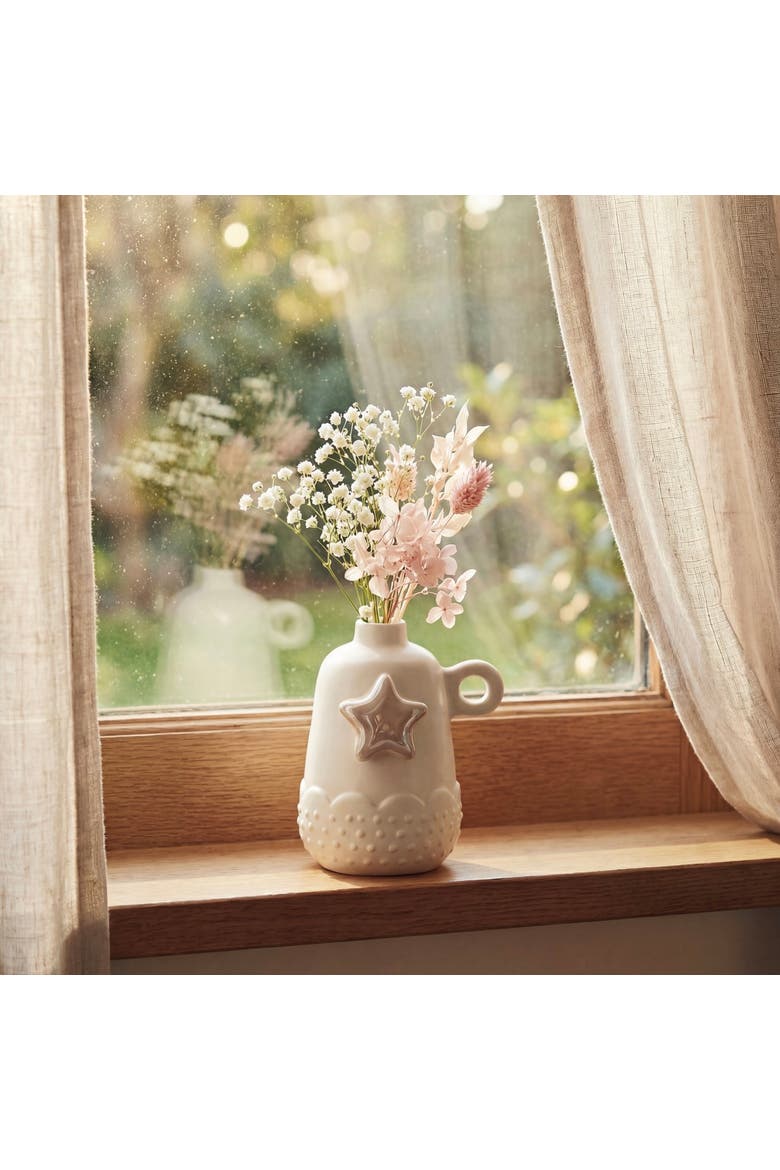 White Multi Earthenware Star Mini Bud Vase 3 x 3.75 x 4.75 in, Alternate, color, White