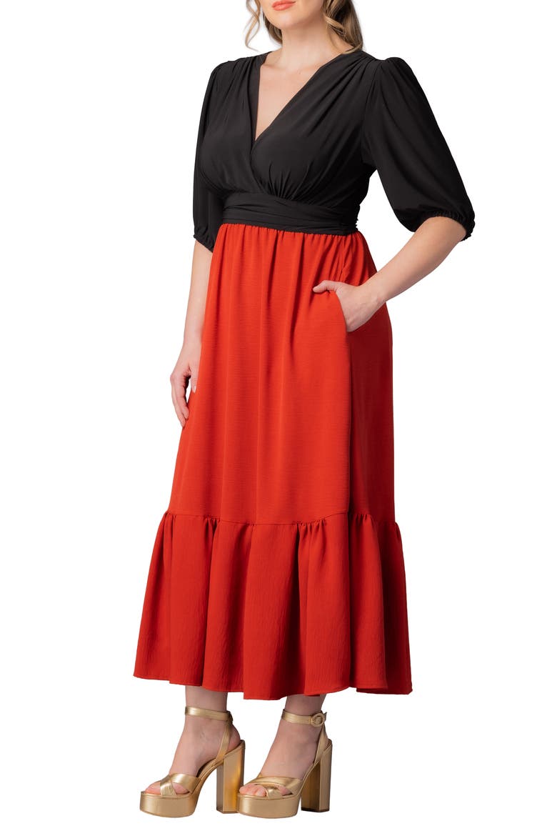 Danica Mixed Media Dress, Alternate, color, CHILI PEPPER