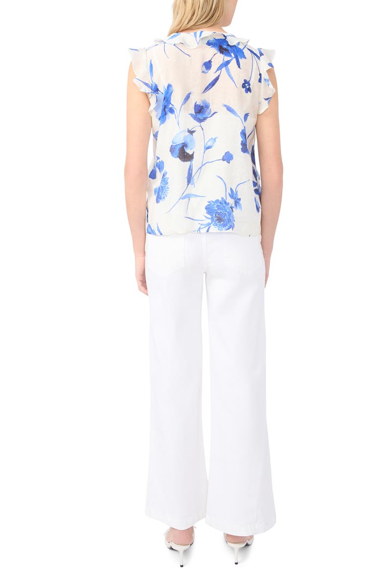 Floral Ruffle Trim Flutter Sleeve Top, Alternate, color, DAZZLING BLUE