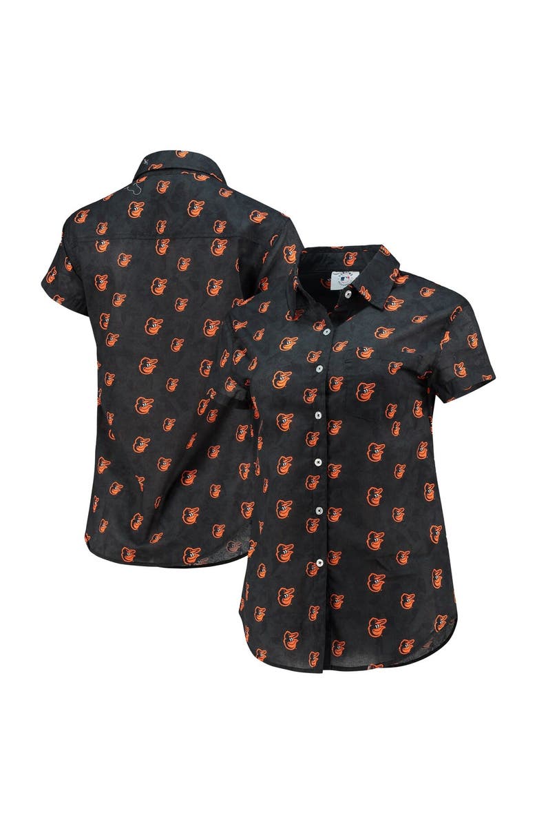 FOCO Women's FOCO Orange Baltimore Orioles Floral Button Up Shirt, Alternate, color, Black