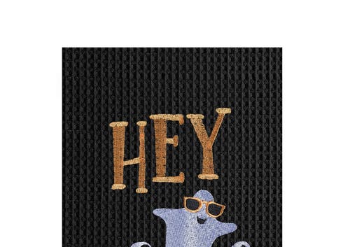 C & F Home C&f Home Hey Ghoul Hey Ghost Halloween Embroidered Cotton Waffle Weave Kitchen Towel In Black