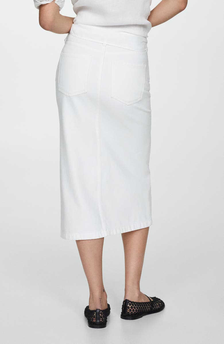 MANGO Front Slit Denim Midi Skirt, Alternate, color, 