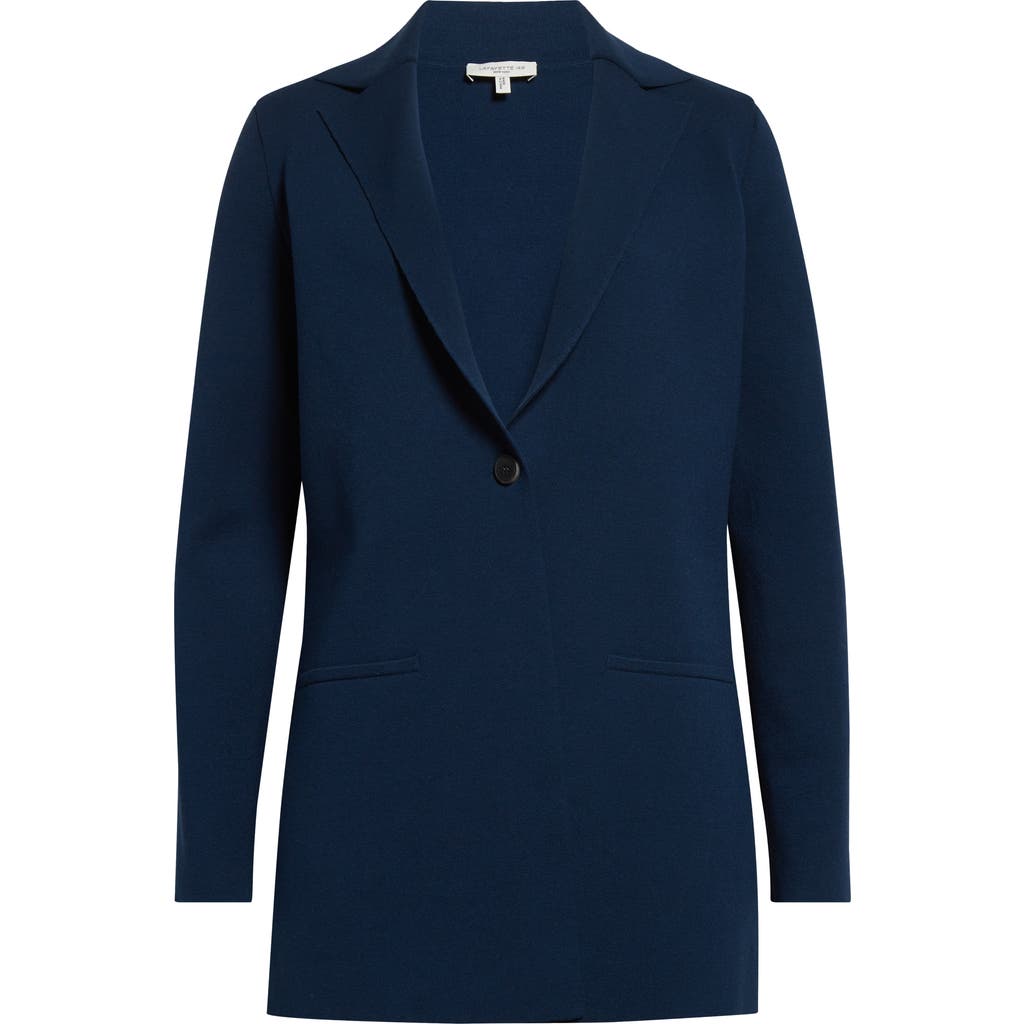 Lafayette 148 Single-button Matte Crepe Blazer In Lido Blue