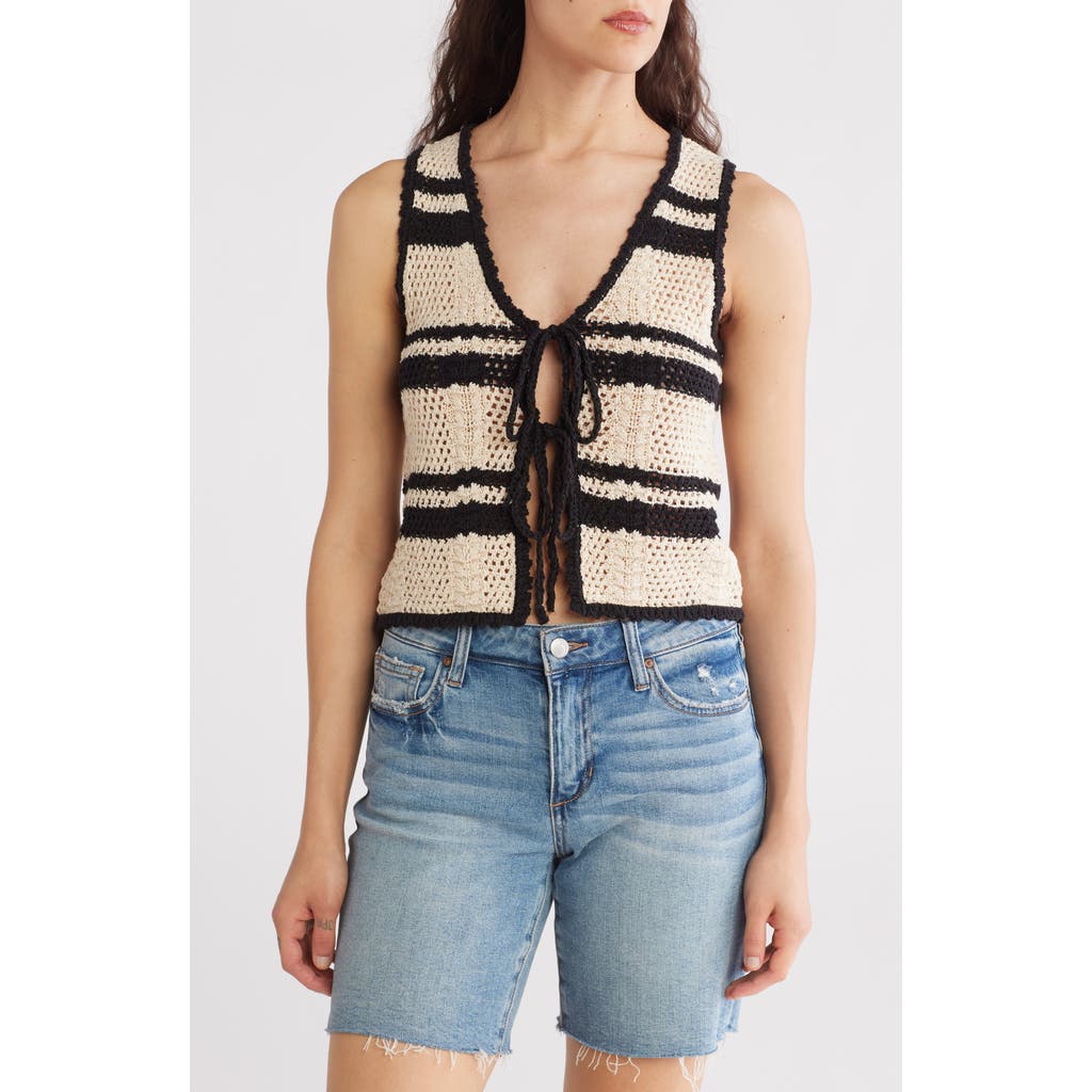 BLU PEPPER BLU PEPPER TIE FRONT OPEN KNIT TOP