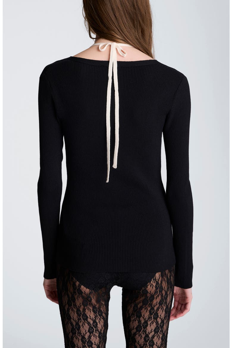 Layered Look Halter Cardigan, Alternate, color, BLACK/ OYSTER