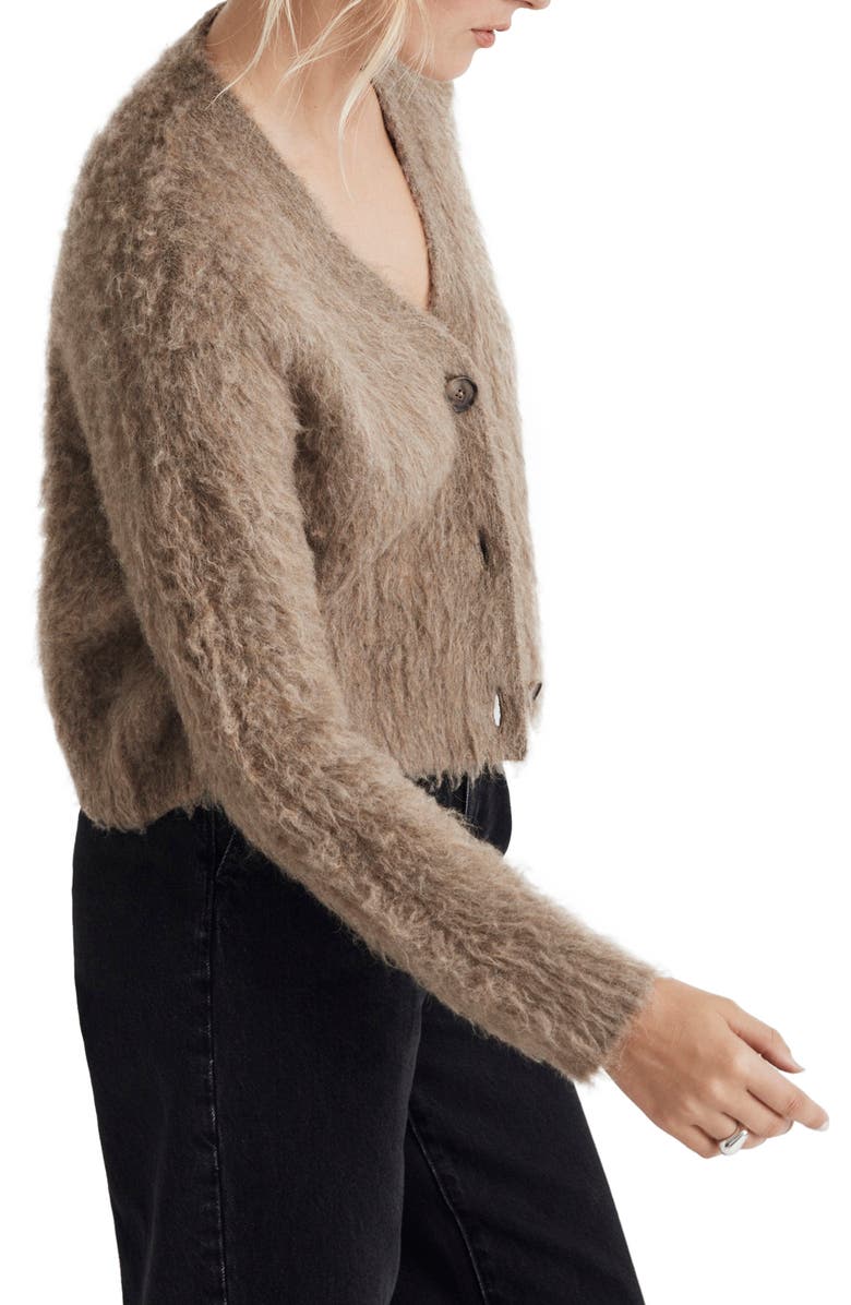 Madewell Brushed V-Neck Cardigan Sweater, Alternate, color,