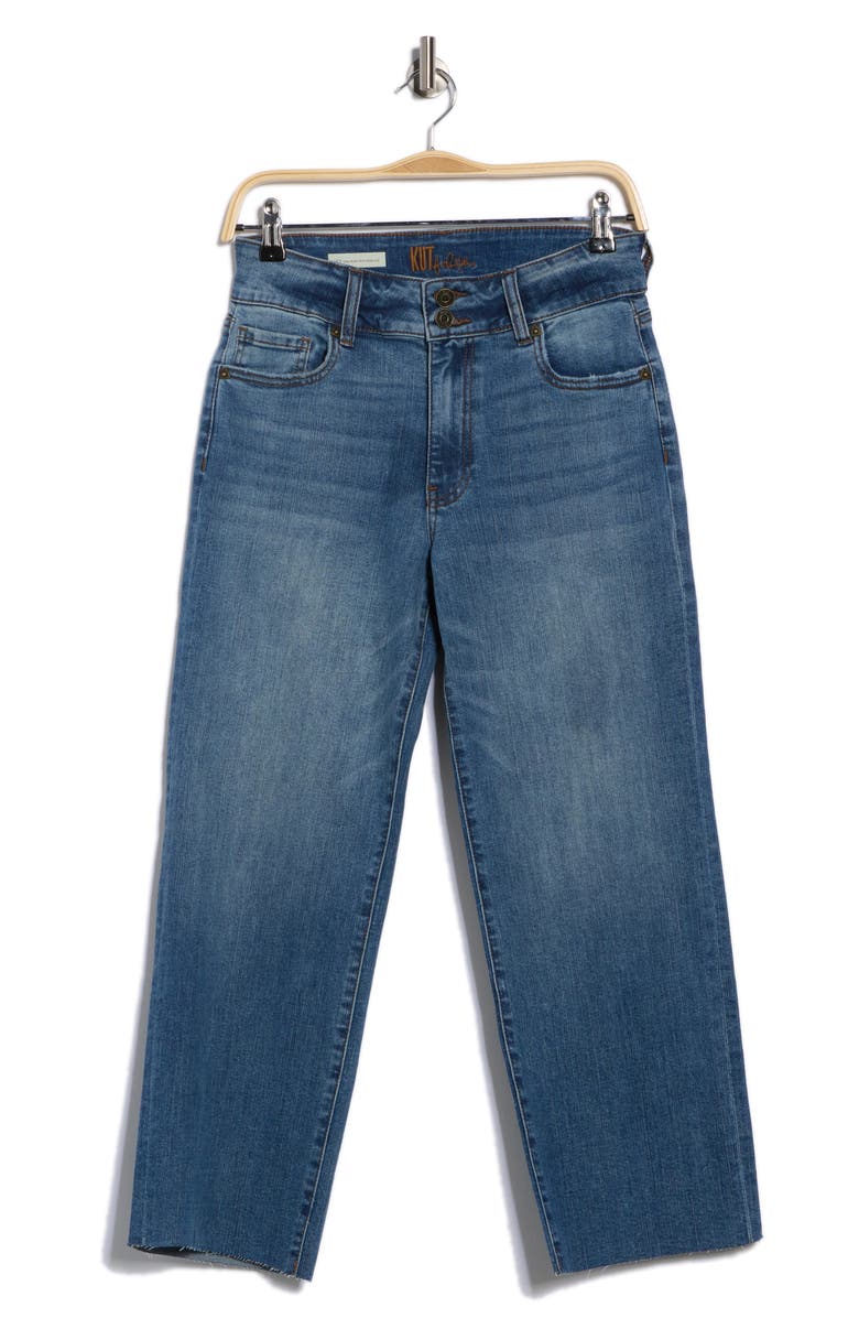 KUT from the Kloth Lucy Raw Hem Low Rise Crop Wide Leg Jeans, Alternate, color, Clianthus