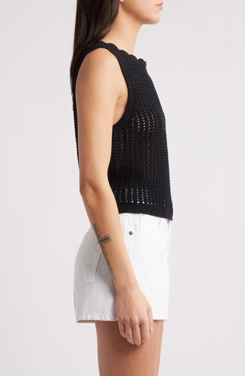 Frame Womens The Tulip Open-knit Cotton Tank Top Black In Black