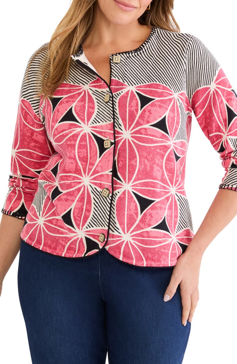 NIC+ZOE Gallery Walk Floral Cardigan, Main, color, Pink Multi