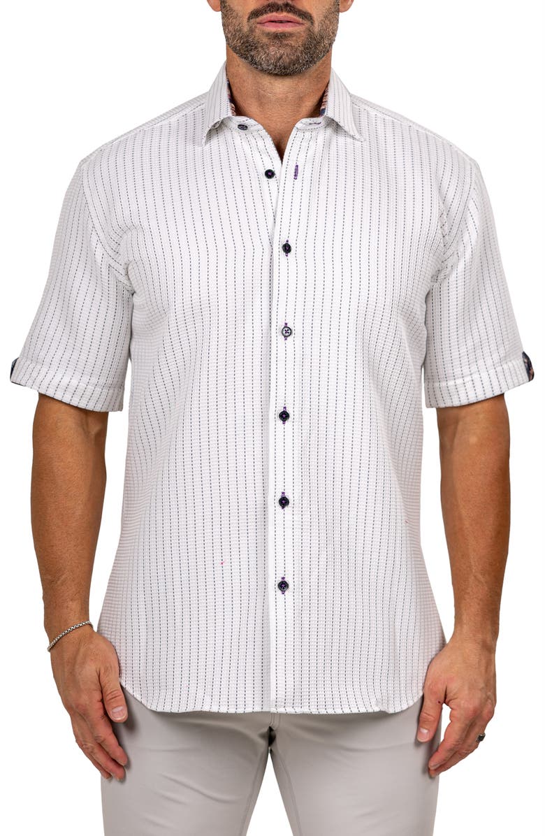 Maceoo Galileo Marthy Short Sleeve Cotton Button-Up Shirt, Main, color, 