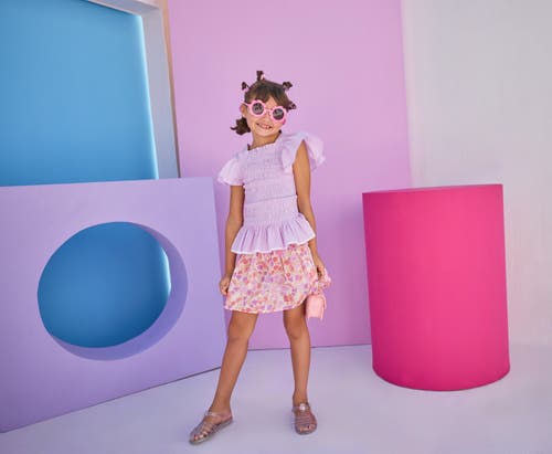 Bisby Kids' Shirred Circle Skirt In Lisle Lavender