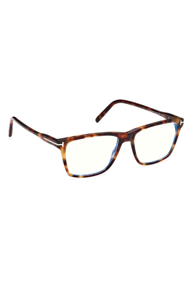 TOM FORD 56mm Square Blue Light Blocking Glasses, Alternate, color, Brown Havana