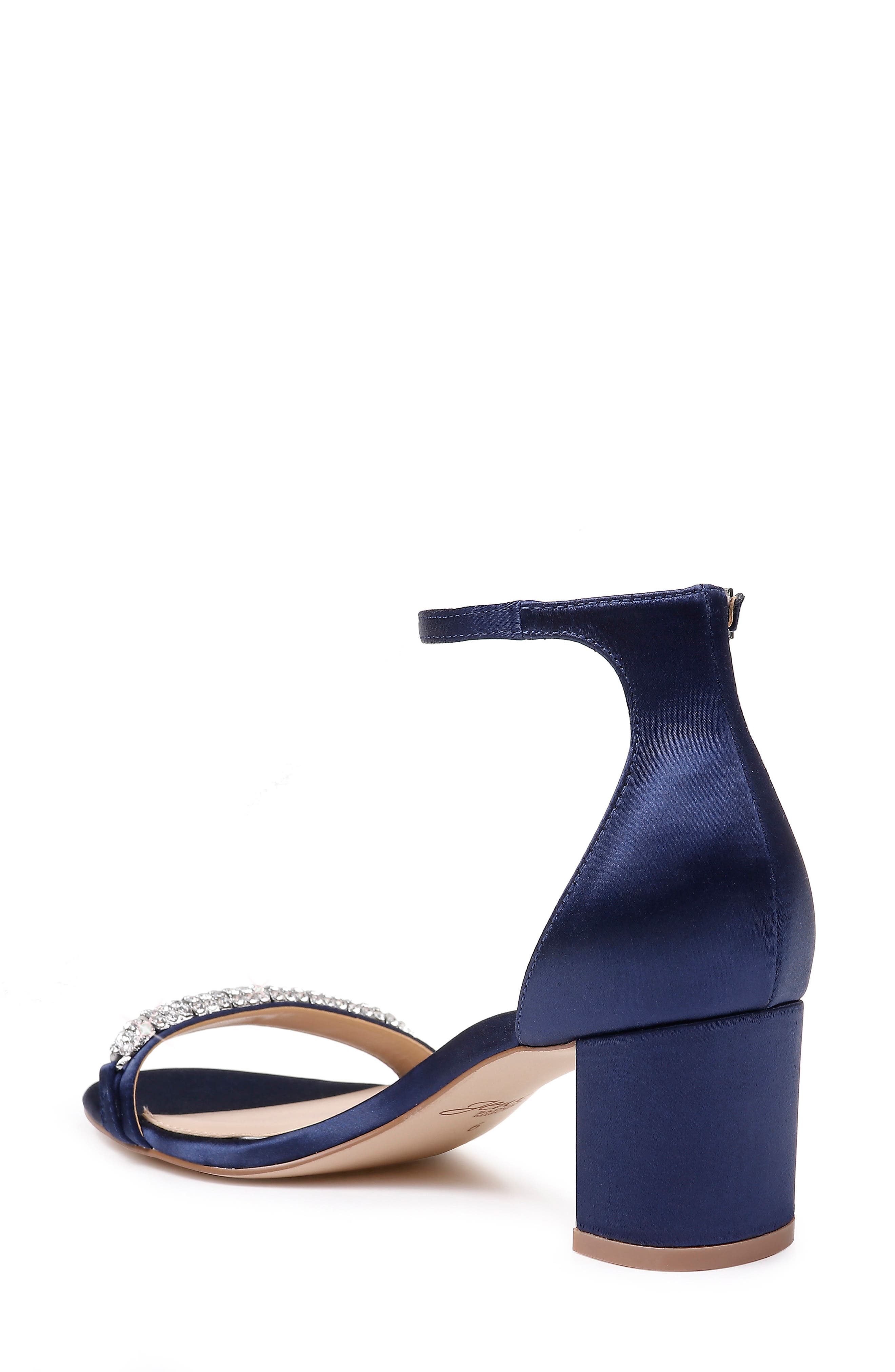 Jewel Badgley Mischka Ramsay Ankle Strap Sandal, Alternate, color, Navy Satin