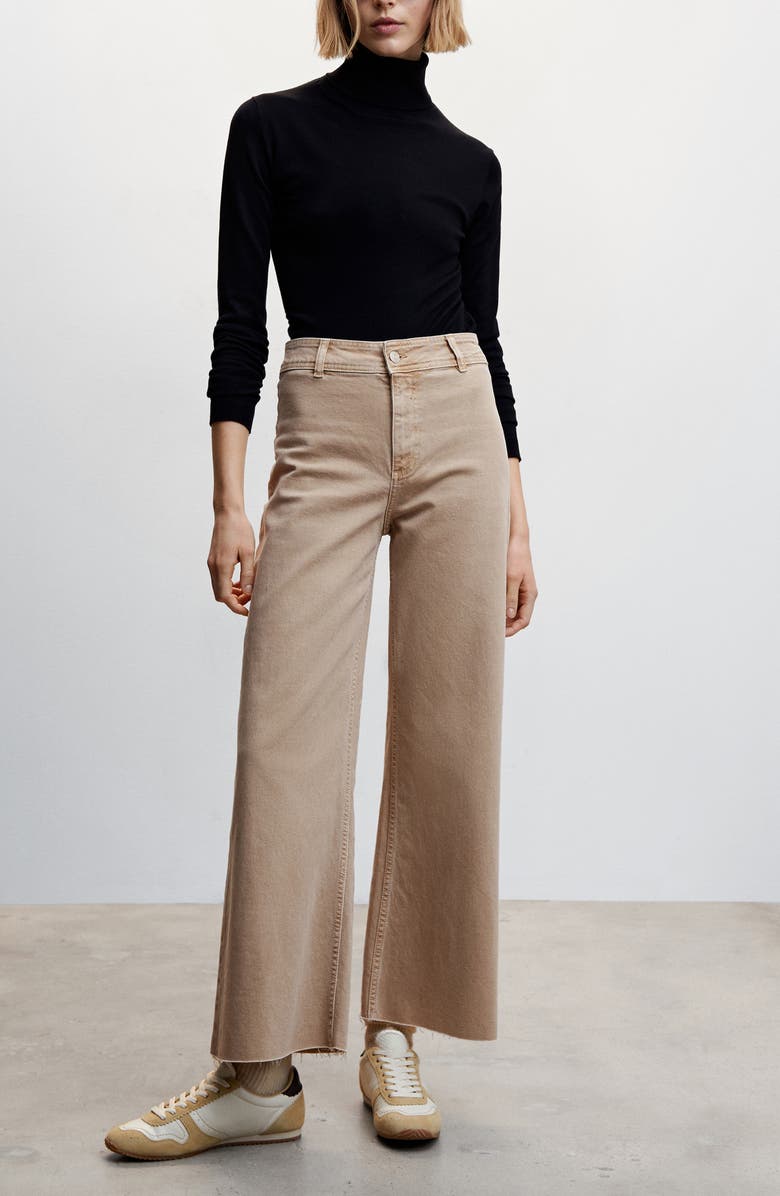 MANGO High Waist Culotte Jeans, Alternate, color, 