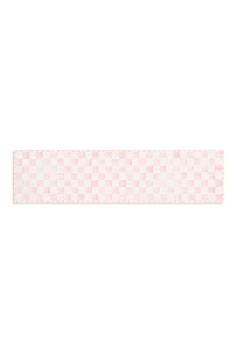 Rosy Checkerboard Machine Washable Runner Rug, Main, color, ROSY