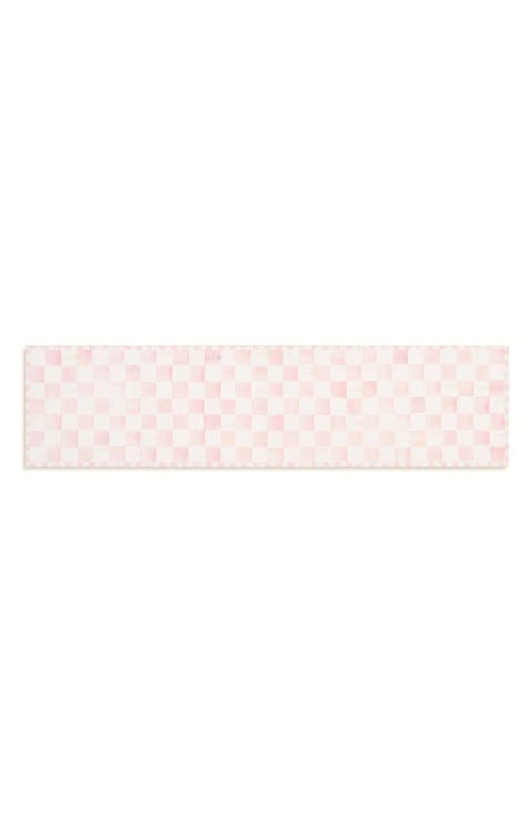 Rosy Checkerboard Machine Washable Runner Rug