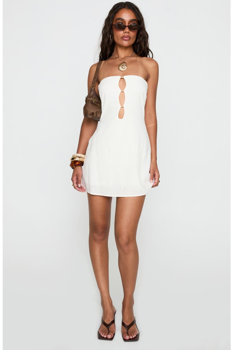 The Motions Strapless Cutout Minidress, Alternate, color, WHITE