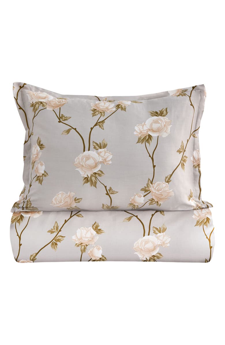 MELANGE HOME Rose 400 Thread Count Cotton Duvet Set, Main, color, Ivory