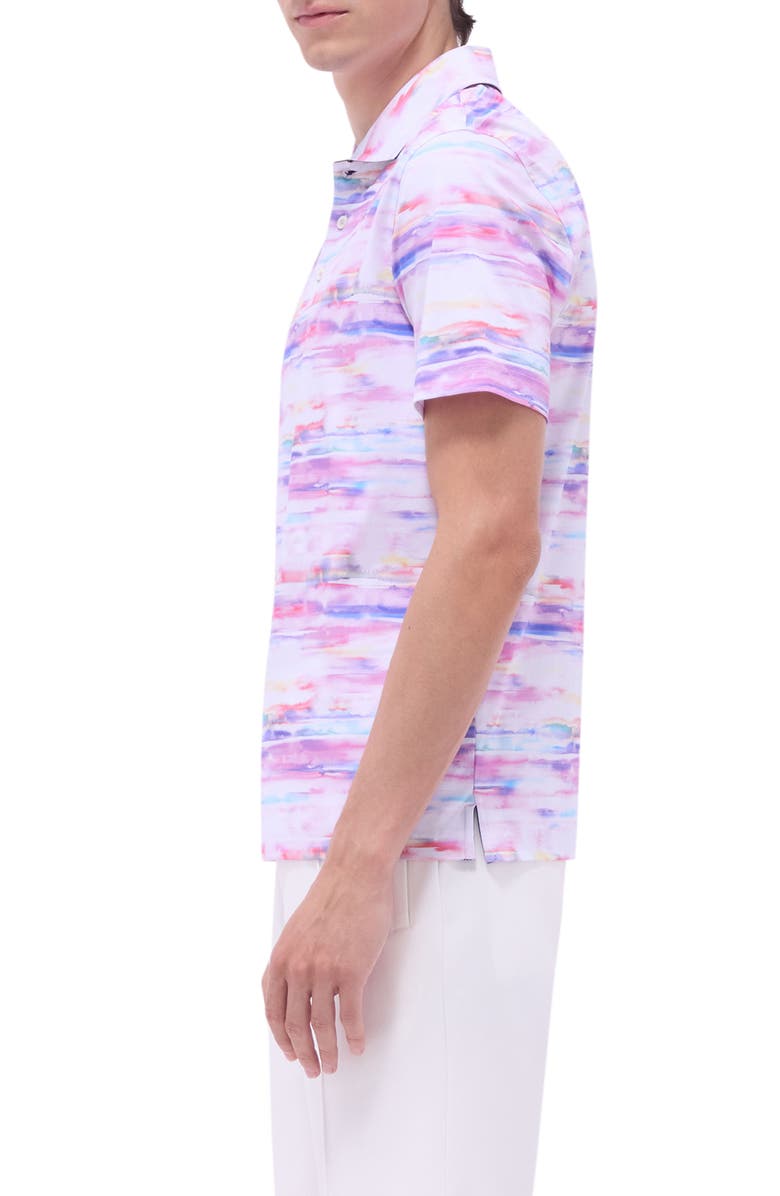Bugatchi Hendrix Digital Watercolor Print Pima Cotton Polo, Alternate, color, Pink