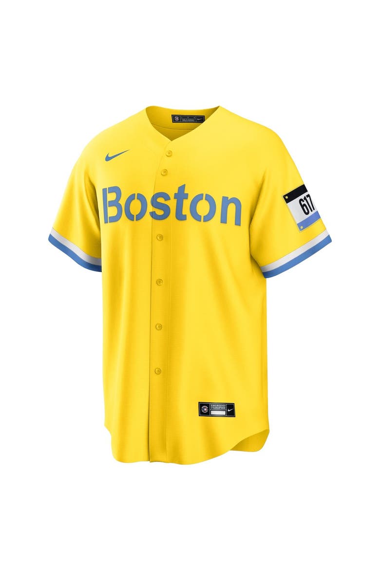 Men's Nike Gold/Light Blue Boston Red Sox City Connect Replica Jersey, Alternate, color, Gold